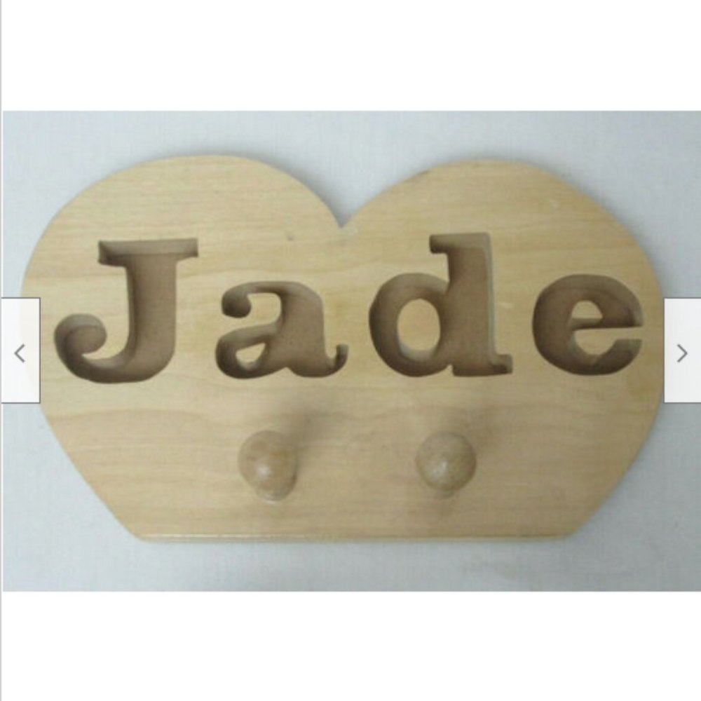 Personalized JADE Wooden Wall Coat or Clothing Hanger Hook Rack